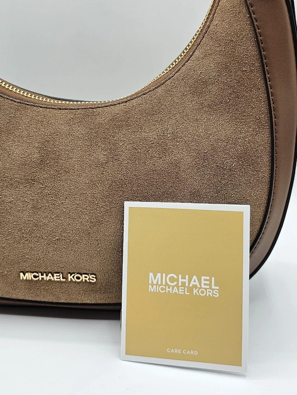 Michael Kors Preston Small Brown Suede Leather Hobo Shoulder Bag NWT